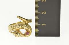 14K Yellow Gold Ruby Ornate Snake Serpent Wrap Statement Ring