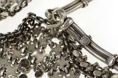 Sterling Silver Elaborate Mesh Chain Bib Collar Statement Necklace