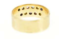 14K Yellow Gold Retro Gem Encrusted Textured Statement Band Ring