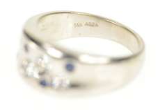 14K White Gold 0.48 Ctw Diamond Sapphire Flush Curved Band Ring