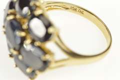 10K Yellow Gold Deep Navy Sapphire Oval Cluster Cocktail Ring