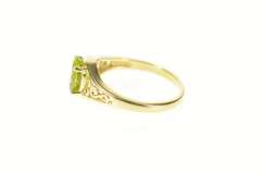 14K Yellow Gold Oval Peridot Scroll Filigree Statement Ring