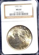 1922 Peace Dollar NGC MS64