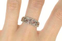 14K White Gold White & Fancy Brown Diamond Twist Band Ring