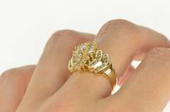 14K Yellow Gold 1.35 Ctw Diamond Elegant Cluster Statement Ring
