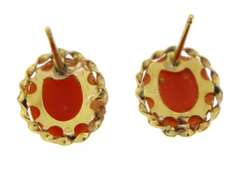 14K Gold Yellow Cameo Stud Earrings