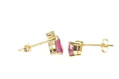 14K Yellow Gold Natural Pear Ruby Diamond Accent Stud Earrings