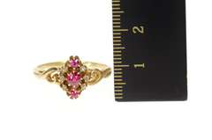 14K Yellow Gold Victorian Syn. Ruby Rose Diamond Accent Ring