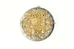 Sterling Silver Two Tone Peruvian Tribal Motif Ornate Pendant/Pin