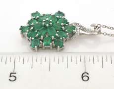 Lovely Emerald Cluster Necklace in Sterling Silver