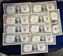 Lot of 10  UNC 1 Dollar Silver Certificates Same Series Of Serial Numbers