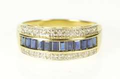 14K Yellow Gold 1.56 Ctw Baguette Sapphire Diamond Band Ring