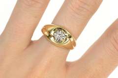 14K Yellow Gold Men's 1960's Classic Diamond Swirl Wedding Ring