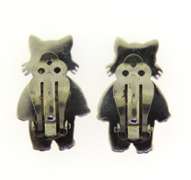 Mexico Sterling Silver Cat Clip Earrigs