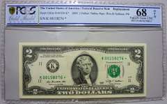 Scarce Gem Crisp 2009 Dallas $2 Star Replacement Note PCGS 68 OPQ Scarce Grade!