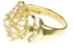 14K Yellow Gold 1.35 Ctw Diamond Elegant Cluster Statement Ring