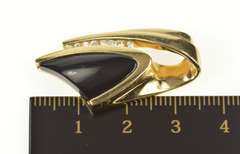 14K Yellow Gold Black Onyx Ornate Diamond Channel Statement Pendant