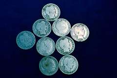 Estate Lot OF Barber Quarters Heavy Circulated 9 Total