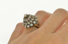 10K White Gold Retro Natural Opal Statement Cocktail Ring