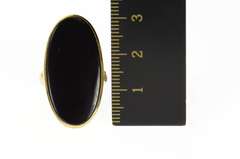 10K Yellow Gold Oval Black Onyx Inset Retro Statement Ring