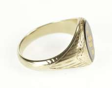 10K White Gold Art Deco Black Onyx S Monogram Letter Men's Ring