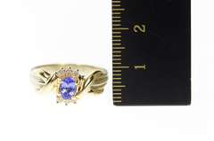 14K Yellow Gold Oval Tanzanite Diamond Accent Engagement Ring