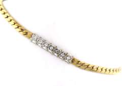 Fancy Gold Link Bracelet w Small Diamonds