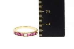 14K Yellow Gold 0.50 Ctw Princess Diamond Ruby Wedding Ring