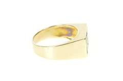 14K Yellow Gold Princess Sapphire Diamond Men's Squared Ring