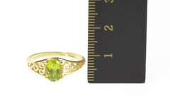 14K Yellow Gold Oval Peridot Scroll Filigree Statement Ring
