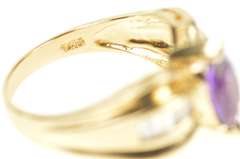 14K Yellow Gold Amethyst Baguette Diamond Engagement Ring