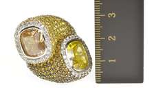 Sterling Silver Pave Syn. Yellow Topaz Sapphire Morganite Ring
