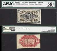 10 Cent FRACTIONAL 3rd ISSUE Fr. 1254 PMG CH. ABT UNC 58 EPQ