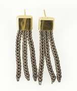 14K Yellow Gold Two Tone Foxtail Chain Dangle Statement Earrings