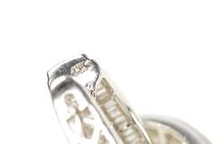14K White Gold 1.04 Ctw Baguette Diamond Encrusted Oval Hoop Earrings