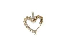 10K White Gold Graduated Fancy Diamond Heart Love Symbol Pendant