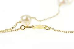 14K Yellow Gold 6.1mm Pearl Beaded Fancy Classic Chain Necklace