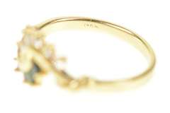 14K Yellow Gold Emerald Diamond Swirl Bypass Statement Ring