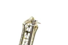 14K White Gold Art Deco Ornate Leaf Filigree Bar Pin/Brooch