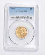 AU55 1900 $5.00 Liberty Head Gold Half Eagle - Graded PCGS