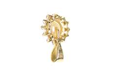 14K Yellow Gold Classic Pearl Diamond Halo Statement Pendant