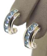 Sterling Silver Blue Topaz Hoop Earrings