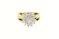 14K Yellow Gold 0.72 Ctw Diamond Retro Round Cluster Ring