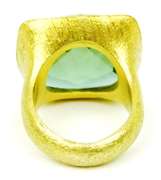 Designer Huge Green Amethyst Quartz Brass Ring, 7