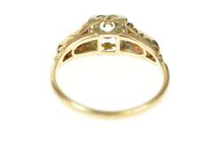 14K Yellow Gold 1940's Ornate Two Tone Engagement Setting Ring