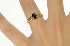 14K Yellow Gold Natural Sapphire Baguette Diamond Engagement Ring