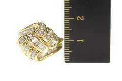 10K Yellow Gold Wavy Baguette Statement Diamond Encrusted Ring
