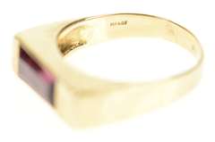 14K Yellow Gold Purple Tourmaline Squared Stacking Band Ring