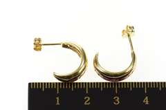 14K Yellow Gold Ruby Channel Inset Statement Semi Hoop Earrings