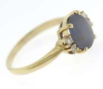 Fantastic 14kt Yellow Gold Oval Star Sapphire and Diamond Ring